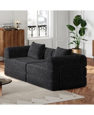 72.4" Convertible Sofa Bed with Storage Pockets and Cushions