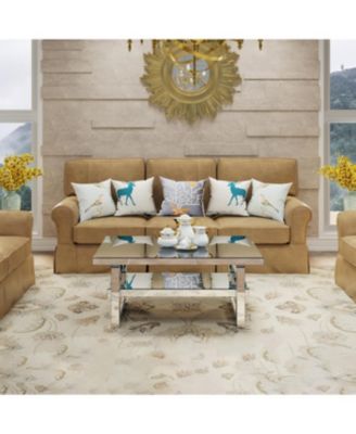 Modern square luxury coffee table with tempered glass for living room.