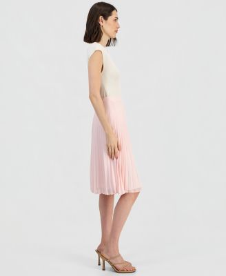 Women's Solid-Color Pleated Chiffon Midi Skirt