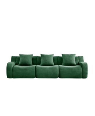 Boneless Sofa, 3 Seat Teddy Fabric, Anti-Slip, Curved Armrests