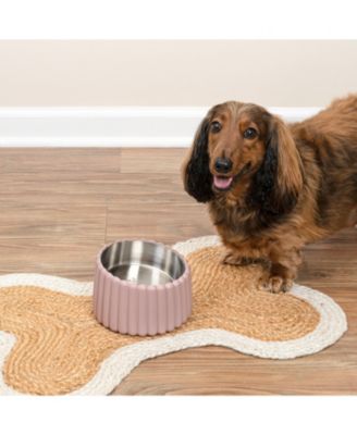 Ripple Ridge Small/Medium Slanted Concrete and Stainless Steel Bowl 16oz (2 Cups) Pet Feeder