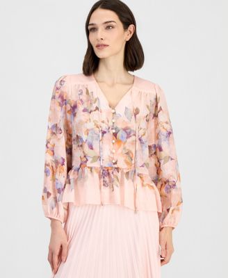 Women's Printed Chiffon Peplum Blouse