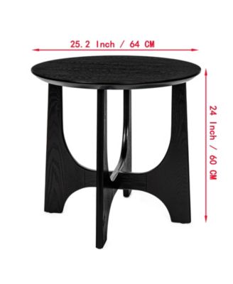 25 Inch Round Wooden End Table and Side Table