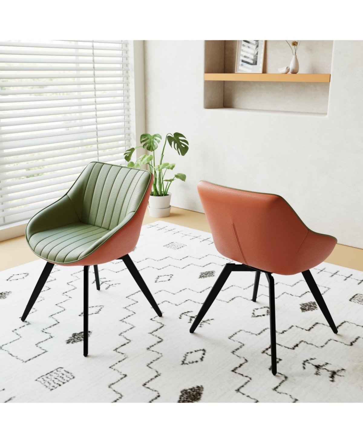 Streamdale Furniture Mdf Modern Round Coffee Table Set with 2 Pu Dining Chairs