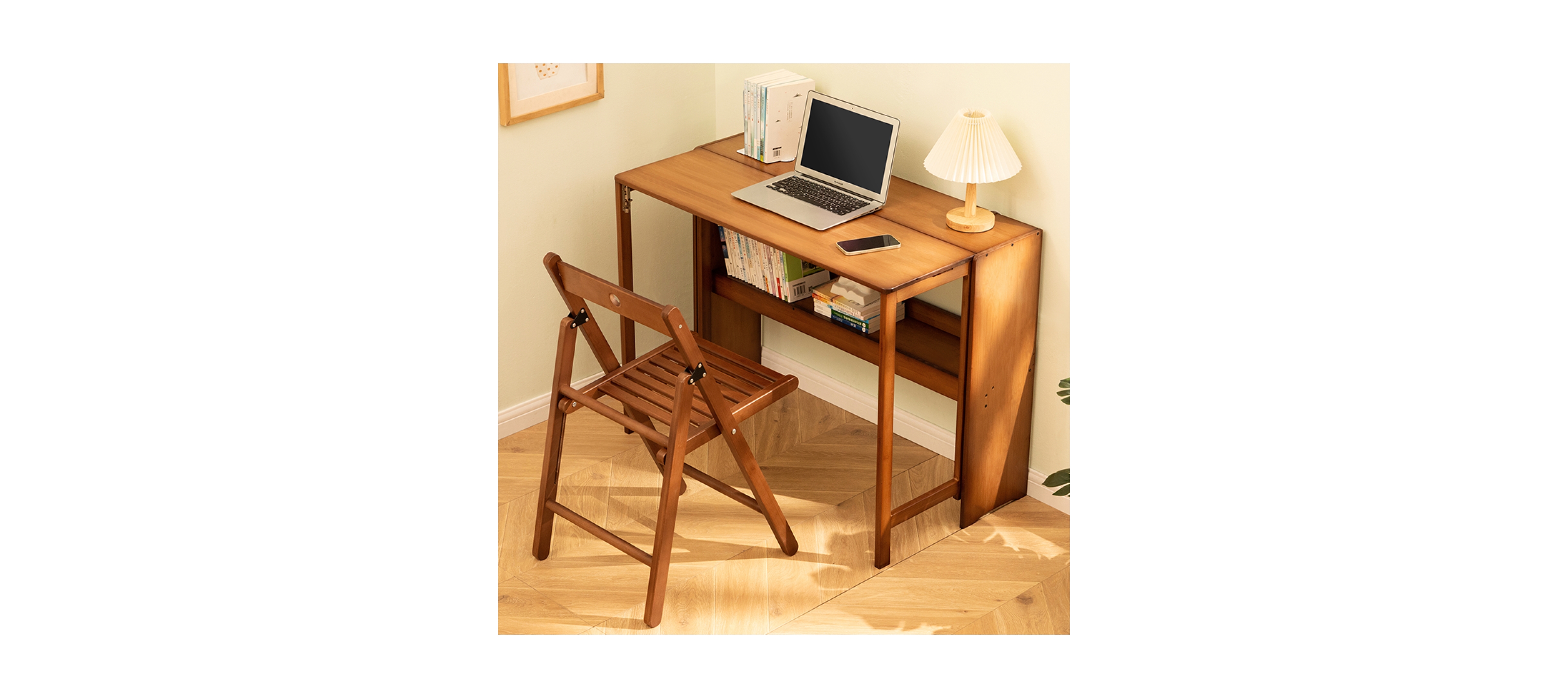 Streamdale Furniture Bamboo Folding Desk - Space-Saving Computer Desk for Small Spaces (Brown)