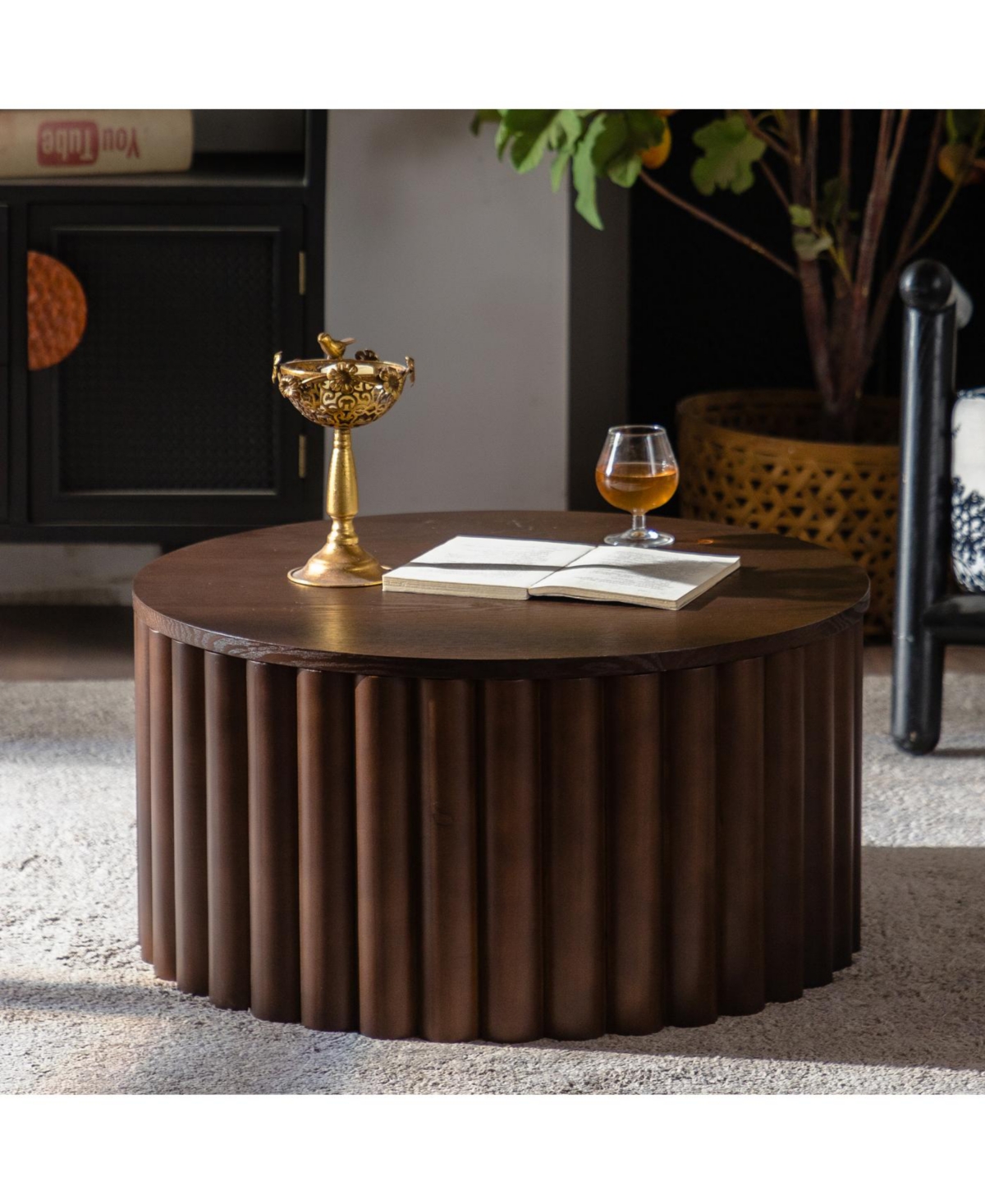 Streamdale Furniture Round Lift-Top Coffee Table, Handcrafted Wooden Tea Table