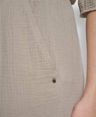 Women's High-Rise Gauze Straight-Leg Pants