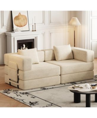 Convertible Corduroy Sofa Bed with Storage