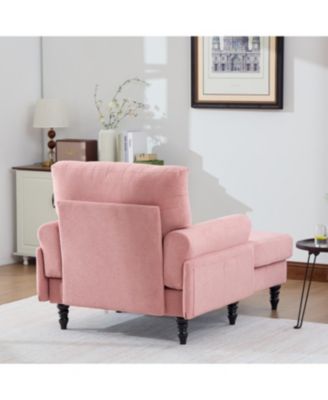 Modern Minimalist Chenille Chaise Lounge Recliner Sofa with Armrests & Storage