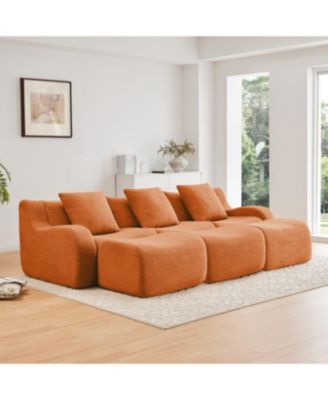 Three-Seat Teddy Fabric Sofa