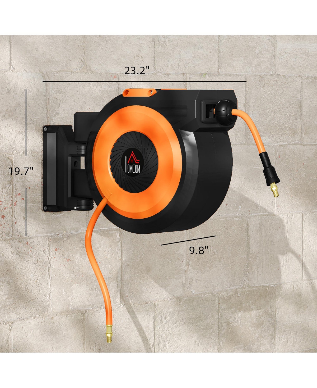 Homcom Retractable Air Hose Reel with Bracket, Auto Rewind Air Hose Reel