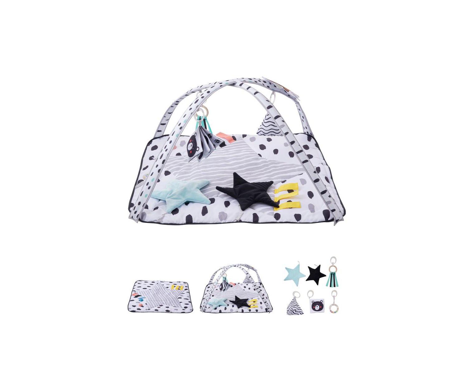 Infant Foldable Washable Play Gym Mat with 6 Detachable Toys