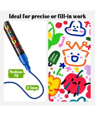 12 Colors Vibrant Acrylic Markers Set, 2mm-3mm Tip for Rocks, Craft, Ceramic Glass, Wood, Fabric and Canvas