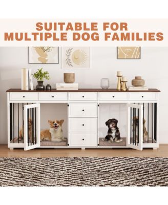 Large Dog Crate With 8 Drawers, Indoor Large Furniture Style Dog House Cage