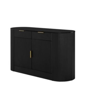 55.1" Modern Storage Cabinet - 2 Doors, 2 Drawers, Stripe MDF Sideboard