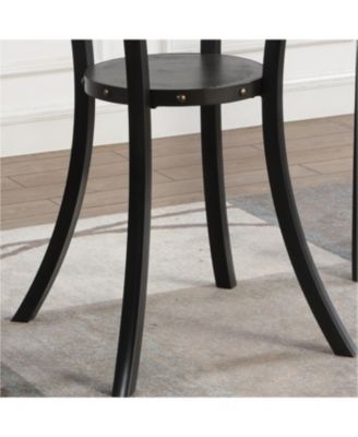 3-Piece 36" Round Espresso Bar Table w/ 2 Blue Nail Head Pub Chairs