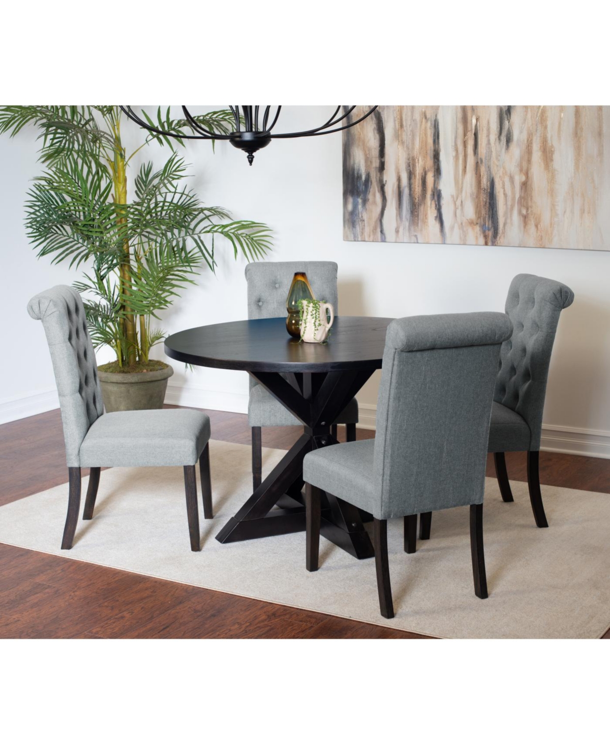 Streamdale Furniture 5-piece Dining Set, Cross-Buck Dining Table with 4 Stylish Chairs