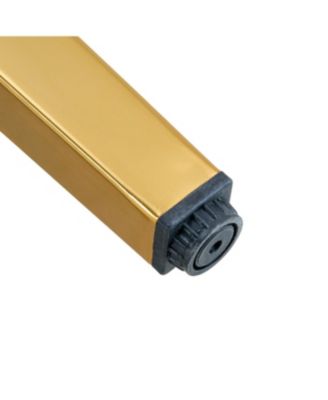 Set of 2 Light Gray PU Dining Chairs with Golden Metal Legs