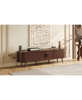 70" Mid Century Modern TV Stand with Tambour Doors & Drawers