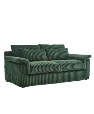 Streamdale Corduroy Loveseat Sofa with Pillow Top Arms & 2 Accent Pillows