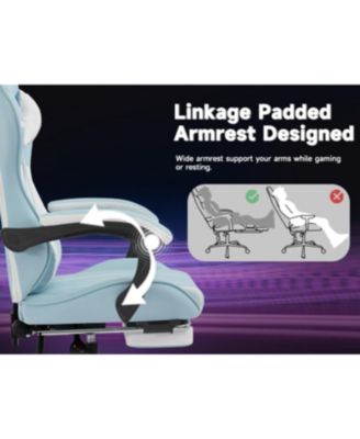  Gaming chair, Ergonomic computer chair with footrest and lumbar backrest