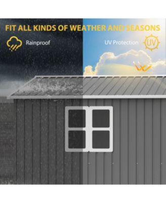 12x10 FT Outdoor Storage Shed Metal, Large Garden Tool Sheds with Lockable Doors, Grey