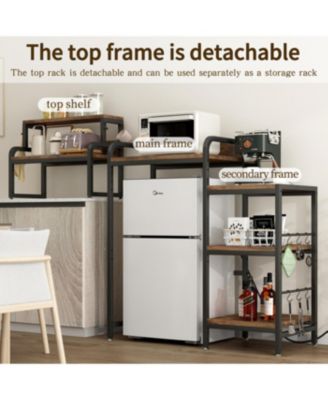Multifunctional 7-Tier Mini Fridge & Microwave Stand with Outlets