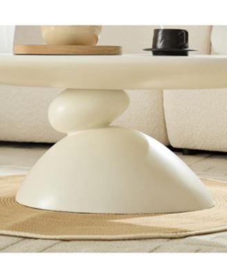  Lucky Stone Oval Coffee Table, Modern Minimalist Fiberglass Center Table