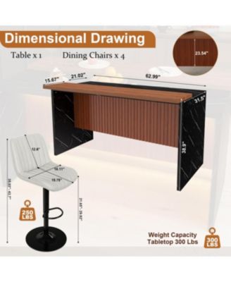 Marble Look Kitchen Island with LED Lighting