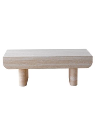 Coffee Table with Faux Marble Tabletop & Fluted Drawer