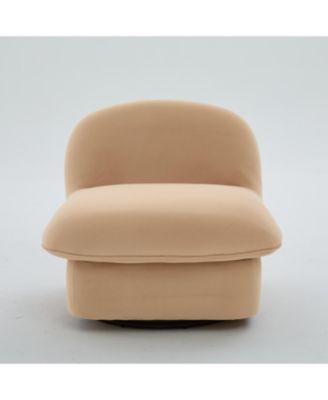 Swivel Chair, Velvet Upholstery, Pumpkin-Shaped, 360-Degree Base