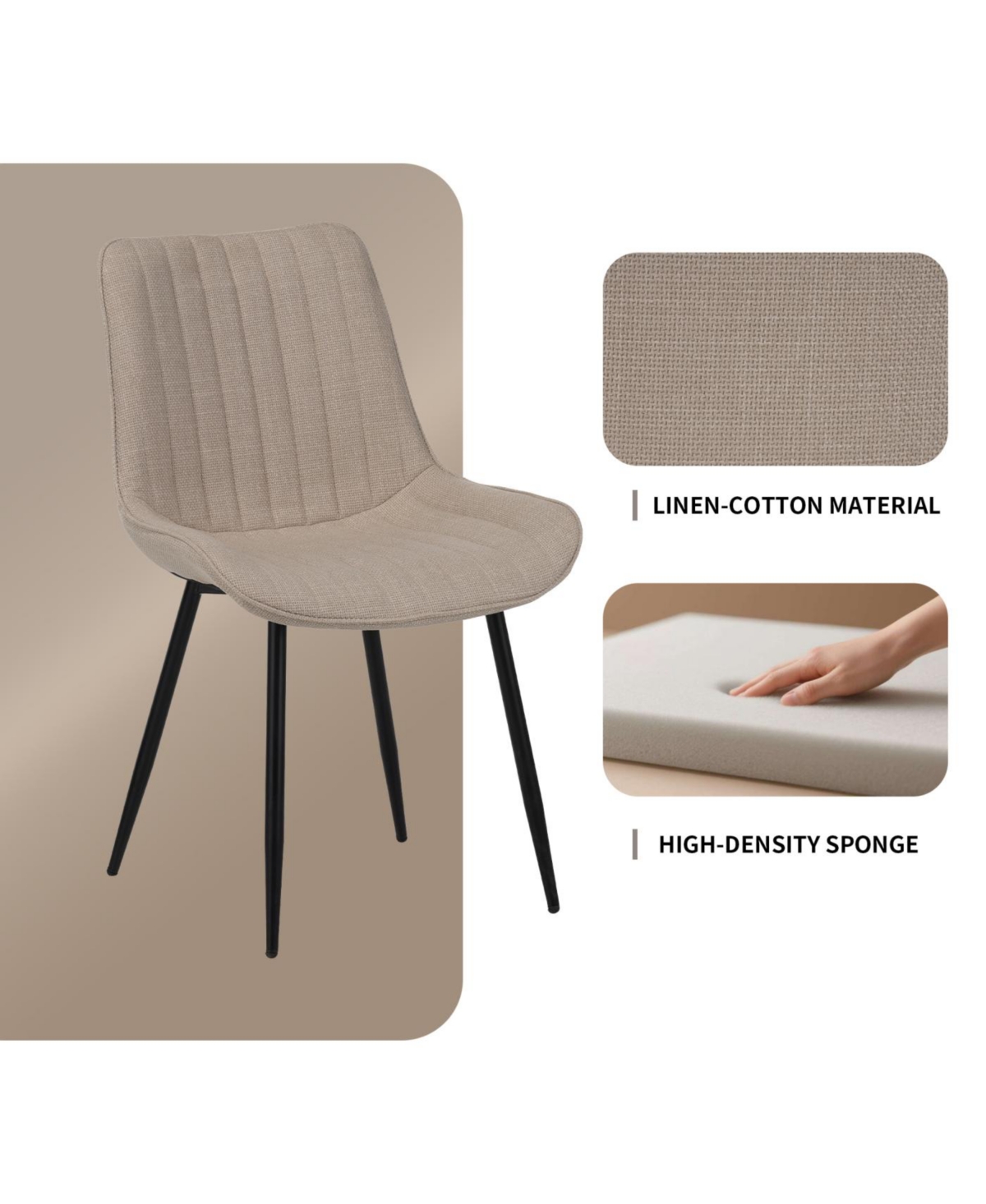 Streamdale Furniture Dining Chair Set, 4 Modern Chairs, Soft-Seated with Padded Backrests