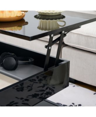  Lift Top Coffee Table with Hidden Storage & LED Lights