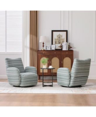Modern Style Swivel Leisure Chair with Striped Armrest