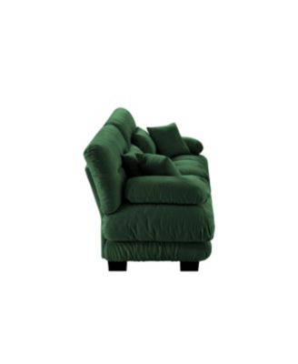 Streamdale Cloud Couch 2 Seater Sofa, Chenille Green with 4 Lumbar/Throw Pillows
