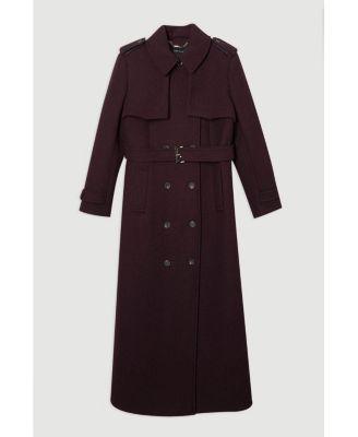 Women's Wool Mix Belted Trench Maxi Coat
