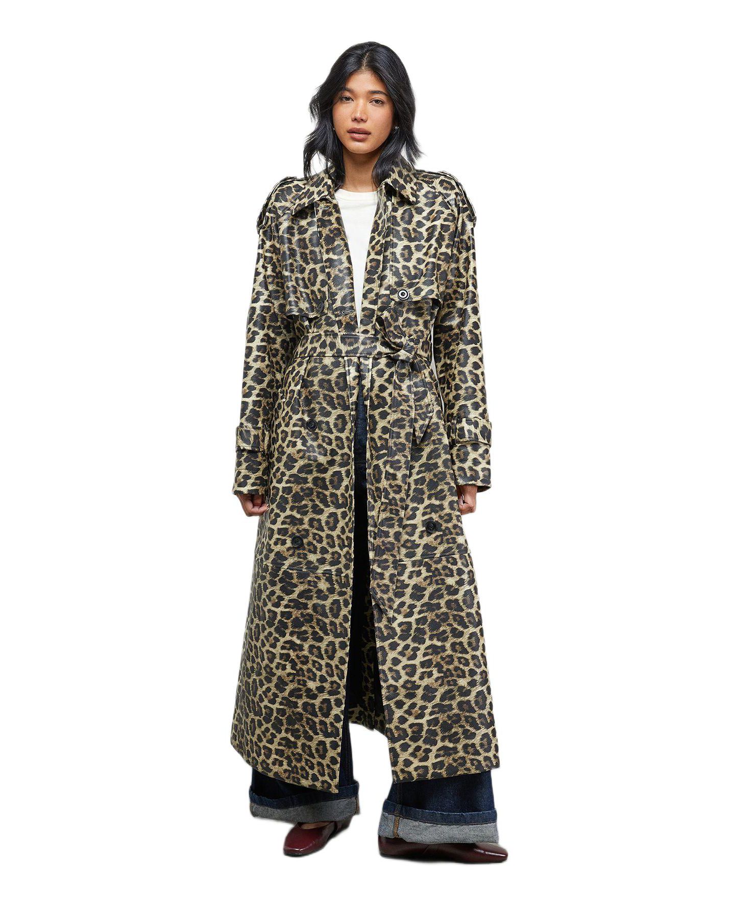 Женское пальто Warehouse PU Leopard Print Trench — фото 1
