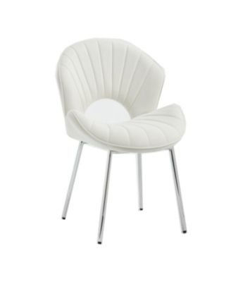 Streamdale Modern Design Chair, White Velvet, Set of 2
