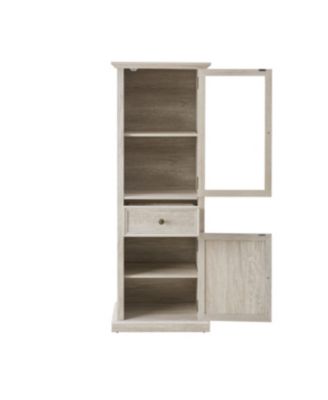 Streamdale Modern Tall Storage Cabinet with Glass Doors & Shelves - White Finish