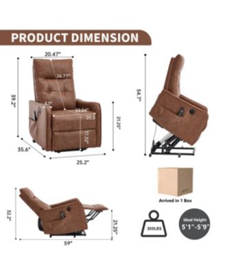  Brown PU Power Lift Recliner with Massage, Heat & USB for Elderly