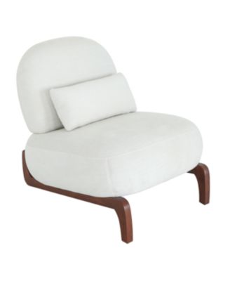 Streamdale Cute Velvet Accent Chair with Solid Wood Legs (White