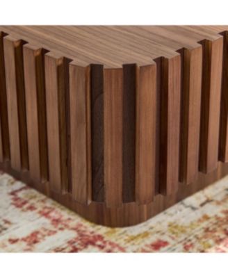 Streamdale Modern Handcraft Drum Coffee Table, Walnut Color