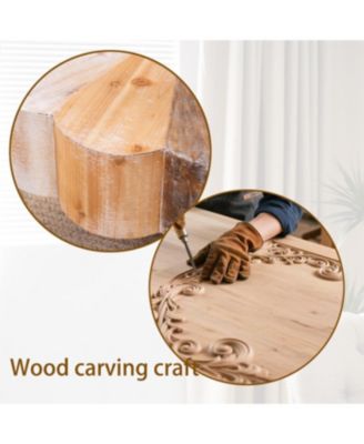 Diameter Rustic Flower-Shaped Wood Coffee Table with Metal Legs