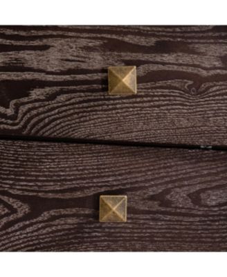 Solid Wood Sideboard with Geometric Pattern, 2 Doors, 2 Drawers