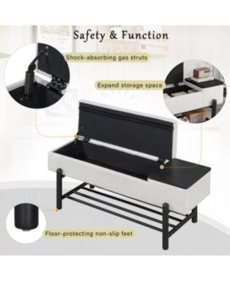 Streamdale Farmhouse Upholstered Storage Bench with Hidden Compartment (Black