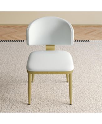 Streamdale Dining Chairs Set of 2, Modern PU Leather Metal Dining Chairs - White