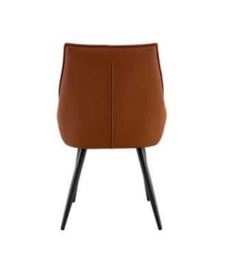  Dining Chairs Set of 4 Camel Faux Leather Metal Kitchen Chairs Gold Mesh Black Legs (Camel, Set of 4)