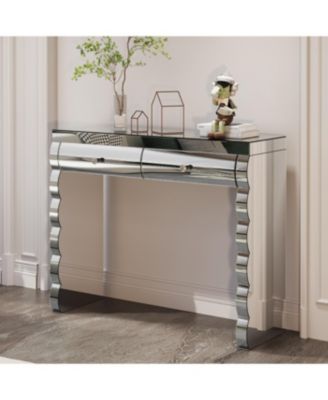  Silver Mirror Console Table with 2 Drawers