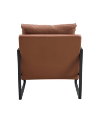  Classic Brown PU Leather & Metal Sofa