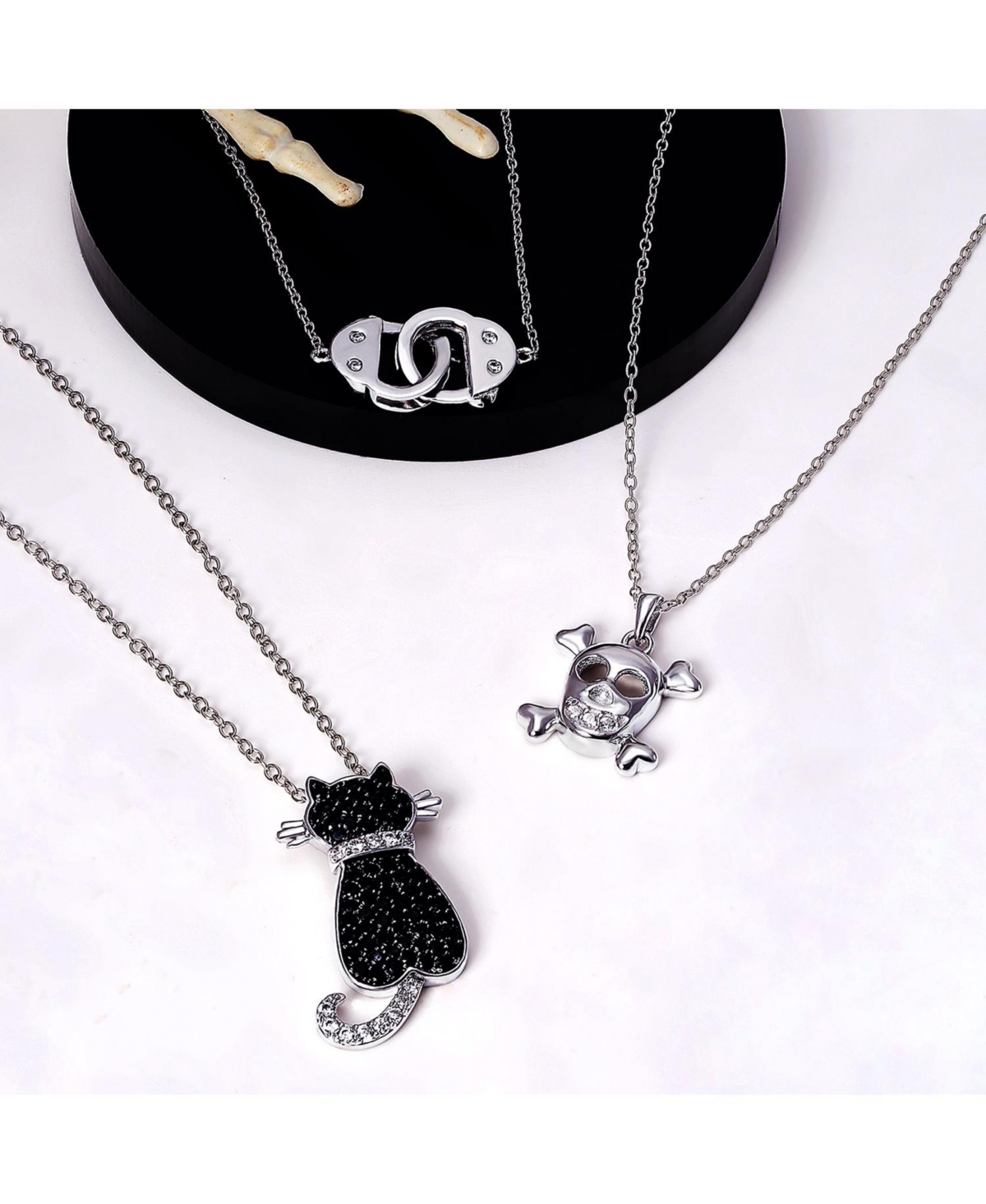 Bling Jewelry Romantic Delicate Working Lock Cz Accent Handcuff Necklace Pendant .925 Sterling Silver